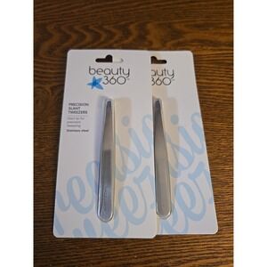 Beauty 360 Slant Tip Precision‎ Tweezers Lot Of 2
